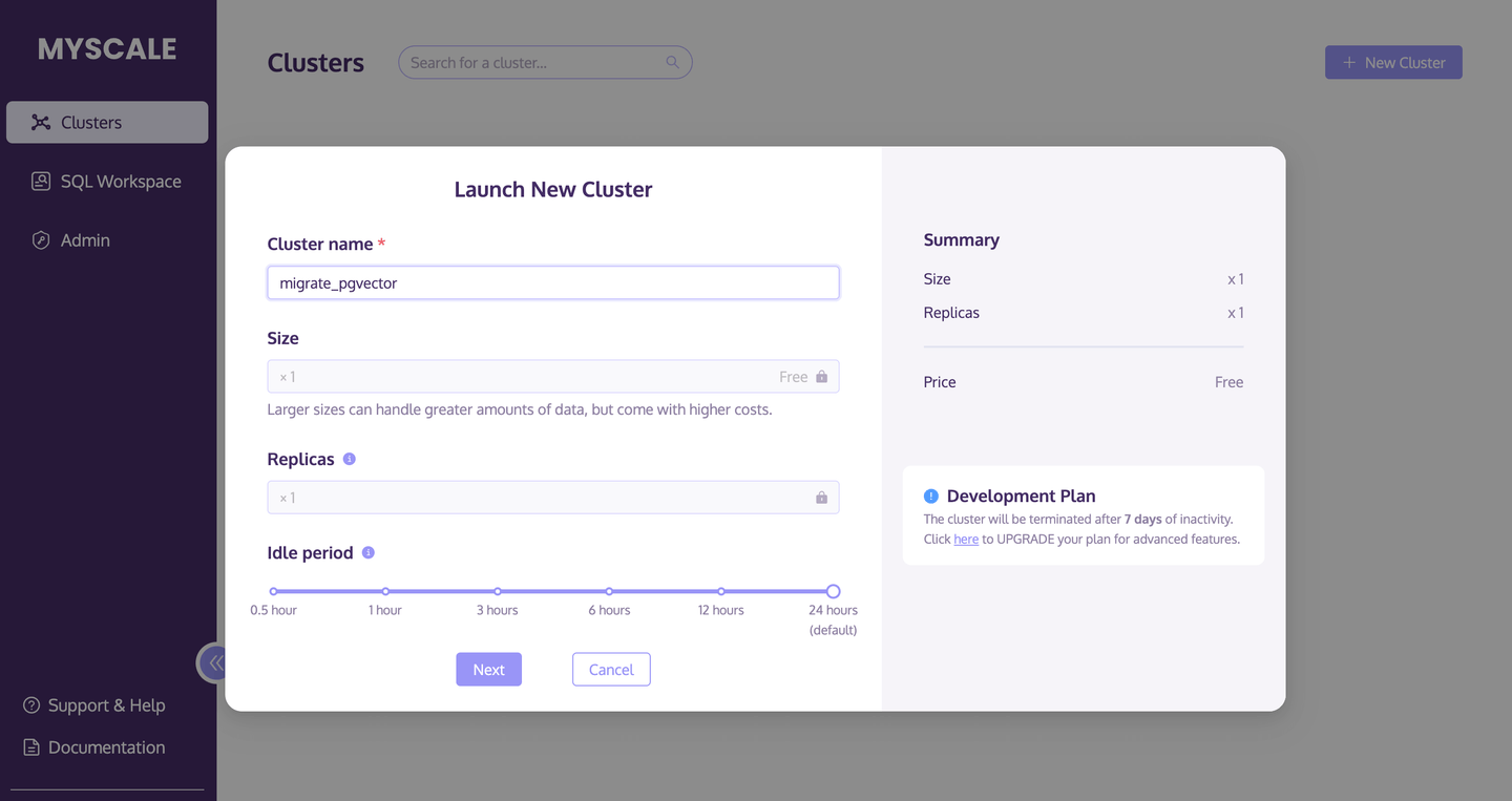 creating myscale cluster